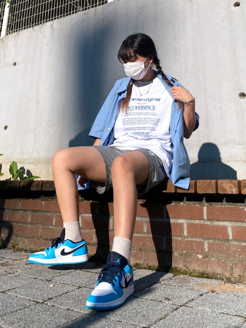 조던 1 로우 다크 파우더 블루 553560-144 photo review